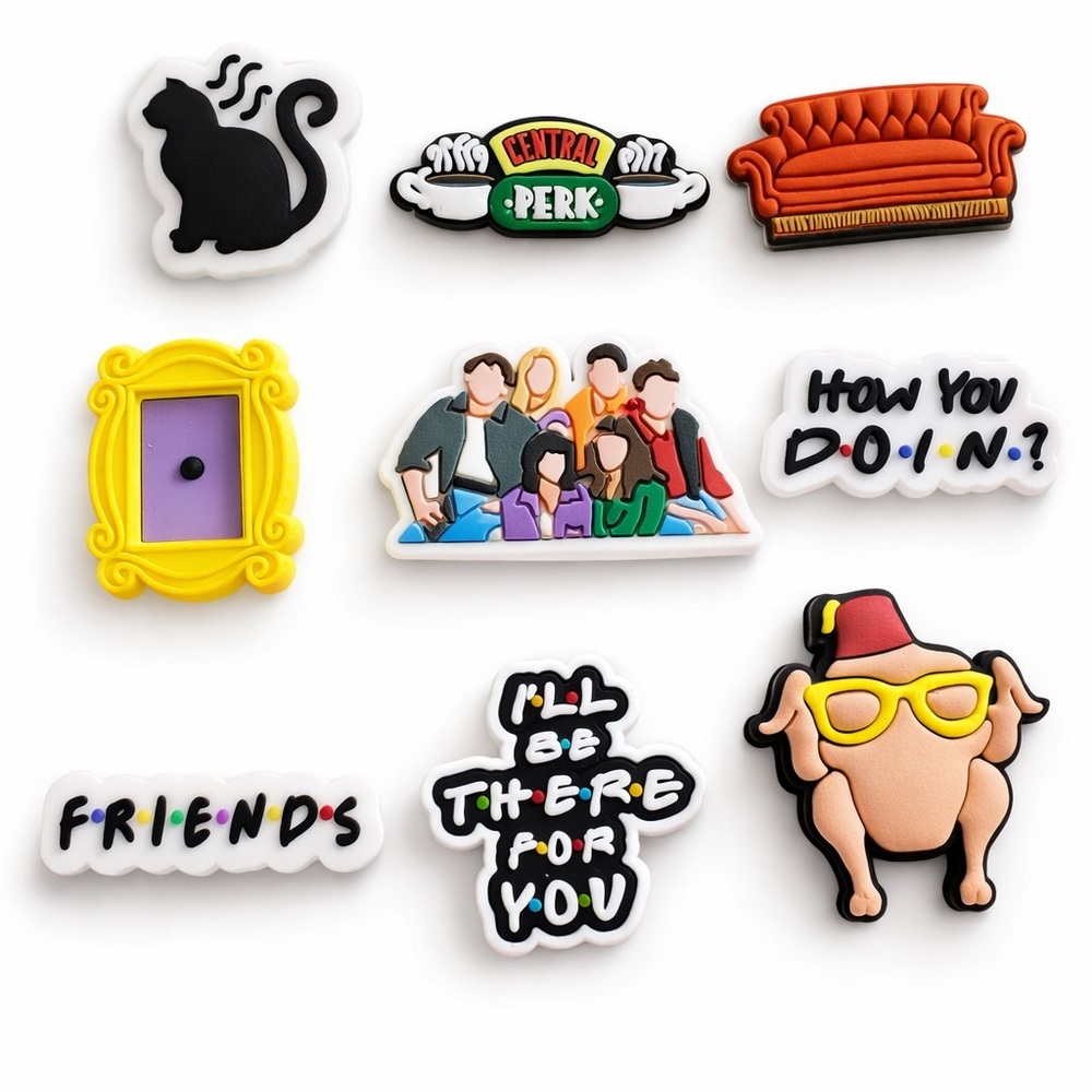 NEW Friends TV Show Shoe Charms – 9 Piece - Croc Shoe Compatible Accessory Set